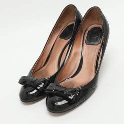 مملوكة مسبقًا Dior Bow Size 38 Black Patent Leather Pumps