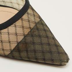 مملوكة مسبقًا حذاء كعب عالي ديور نت جادور وشبك أسود/بيج فتحة كعب مقاس 37