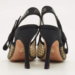 مملوكة مسبقًا حذاء كعب عالي ديور نت جادور وشبك أسود/بيج فتحة كعب مقاس 37