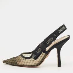 Pre Owned Dior J'adior Size 38 Black Mesh and Net Slingback Pumps