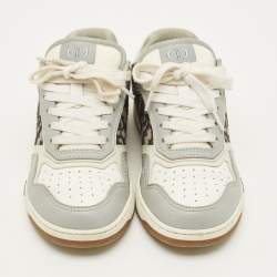 Pre Owned Dior B27 Size 37 Grey Canvas and Leather Lace Up Sneakers