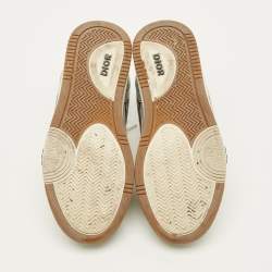 Pre Owned Dior B27 Size 37 Grey Canvas and Leather Lace Up Sneakers