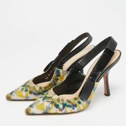 مملوكة مسبقًا حذاء كعب عالي ديور جادور مطبوع متعدد الألوان بكعب خلفي مقاس 36