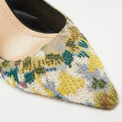 مملوكة مسبقًا حذاء كعب عالي ديور جادور مطبوع متعدد الألوان بكعب خلفي مقاس 36