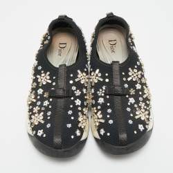 Pre Owned حذاء رياضي ديور فيوجن مش بعرى مزخرف باللون الأسود مقاس 35.5