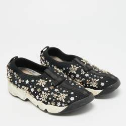 Pre Owned حذاء رياضي ديور فيوجن مش بعرى مزخرف باللون الأسود مقاس 35.5