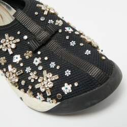 Pre Owned حذاء رياضي ديور فيوجن مش بعرى مزخرف باللون الأسود مقاس 35.5