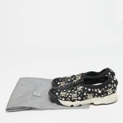 Pre Owned حذاء رياضي ديور فيوجن مش بعرى مزخرف باللون الأسود مقاس 35.5