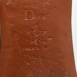 Pre Owned Dior Dway Size 36.5 Burgundy/Beige Embroidered Canvas Flat Slide Sandals