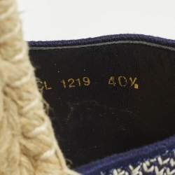 Pre Owned صندل ديور غرانفيل قماش بحياكة أزرق كحلي بكعب إسفين مقاس 40.5