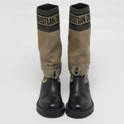مملوكة مسبقًا Dior D-major Size 38 Black/Beige Canvas and Leather Mid Calf Boots
