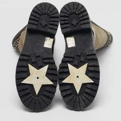مملوكة مسبقًا Dior D-major Size 38 Black/Beige Canvas and Leather Mid Calf Boots