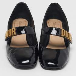 Pre Owned حذاء كعب عالي ديور جلد لامع أسود ماري جين مقاس 39