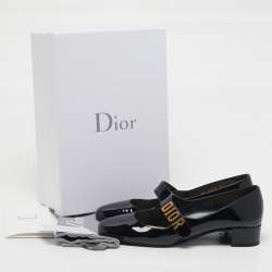 Pre Owned حذاء كعب عالي ديور جلد لامع أسود ماري جين مقاس 39