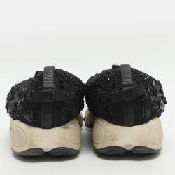 Pre Owned Dior Fusion Size 37 Black Mesh Flower Embellished Low Top Sneakers