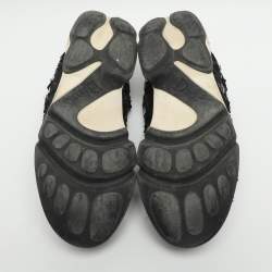 Pre Owned Dior Fusion Size 37 Black Mesh Flower Embellished Low Top Sneakers