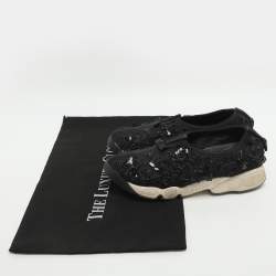 Pre Owned Dior Fusion Size 37 Black Mesh Flower Embellished Low Top Sneakers