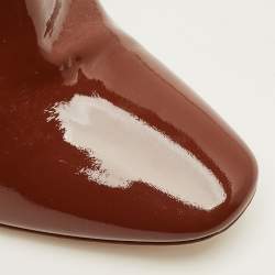 Pre Owned Dior Size 38.5 Brown Patent Leather Clear Heel Ankle Length Boots