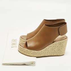 مملوكة مسبقًا Dior Attitude Size 40 Brown Leather Wedge Sandals