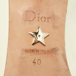 Pre Owned Dior Spectadior Size 40 Cream/Black Perforated Leather Pointed Toe Mules