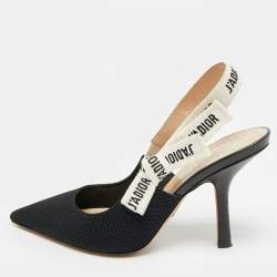 مملوكة مسبقًا Dior J'Adior Size 36.5 Black Canvas Slingback Pumps