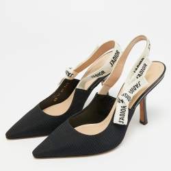 Pre Owned حذاء كعب عالي ديور جادور قماش أسود بحزام خلفي للكاحل مقاس 36.5