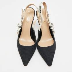 Pre Owned حذاء كعب عالي ديور جادور قماش أسود بحزام خلفي للكاحل مقاس 36.5