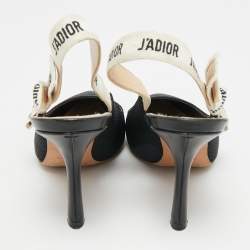 Pre Owned حذاء كعب عالي ديور جادور قماش أسود بحزام خلفي للكاحل مقاس 36.5