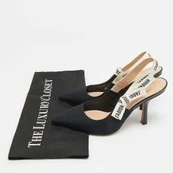 Pre Owned حذاء كعب عالي ديور جادور قماش أسود بحزام خلفي للكاحل مقاس 36.5