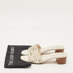 مملوكة مسبقًا صندل سلايد ديور دوي قماش كريمي/رمادي مقاس 38