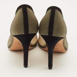 Pre Owned Dior Surreal Eye Size 38 Beige/Black Mesh and Suede Pumps