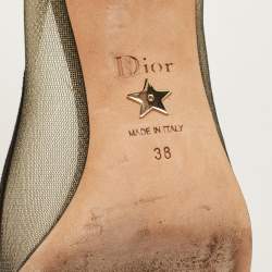 Pre Owned Dior Surreal Eye Size 38 Beige/Black Mesh and Suede Pumps