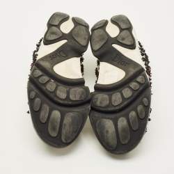 Pre Owned Dior Fusion Size 40 White/Black Mesh Embellished Slip On Sneakers