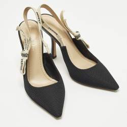 Pre Owned Dior J'Adior Size 38.5 Black Fabric and Mesh Slingback Pumps