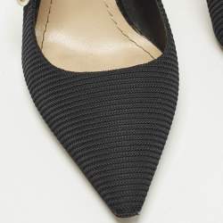 Pre Owned Dior J'Adior Size 38.5 Black Fabric and Mesh Slingback Pumps