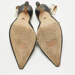 Pre Owned Dior J'Adior Size 38.5 Black Fabric and Mesh Slingback Pumps