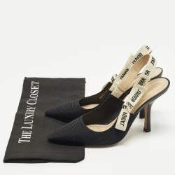 Pre Owned Dior J'Adior Size 38.5 Black Fabric and Mesh Slingback Pumps