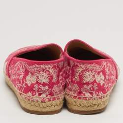 مملوكة مسبقًا Dior  Size 37.5 Red/Off White Embroidered Canvas Granville Espadrille Flats