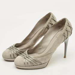 مملوكة مسبقًا Dior Size 41 Grey Satin and Suede Platform Pumps