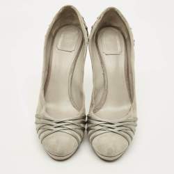 مملوكة مسبقًا Dior Size 41 Grey Satin and Suede Platform Pumps