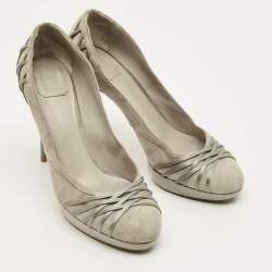 مملوكة مسبقًا Dior Size 41 Grey Satin and Suede Platform Pumps