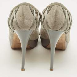 مملوكة مسبقًا Dior Size 41 Grey Satin and Suede Platform Pumps
