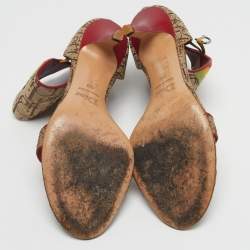 Pre Owned صندل ديور حزام حول الكاحل قماش بني بشعار مونوغرام مقاس 36.5