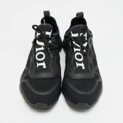 Pre Owned Dior B21 Size 42 Black Knit Fabric Neo Low Top Sneakers