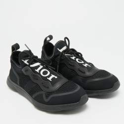 Pre Owned Dior B21 Size 42 Black Knit Fabric Neo Low Top Sneakers