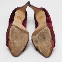 Pre Owned Dior Empire Size 41 Burgundy Velvet Crystal Embellished Peep Toe Pumps