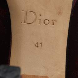 Pre Owned Dior Empire Size 41 Burgundy Velvet Crystal Embellished Peep Toe Pumps