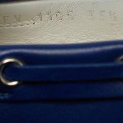 Pre Owned Dior Size 35.5 Blue Leather Cutout Flora Embellished Driver Loafers