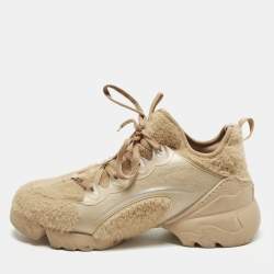 مملوكة مسبقًا Dior D-Connect Size 38 Pink/Transparent Fur and PVC Low Top Sneakers