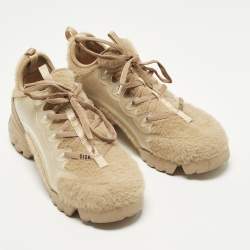 مملوكة مسبقًا Dior D-Connect Size 38 Pink/Transparent Fur and PVC Low Top Sneakers